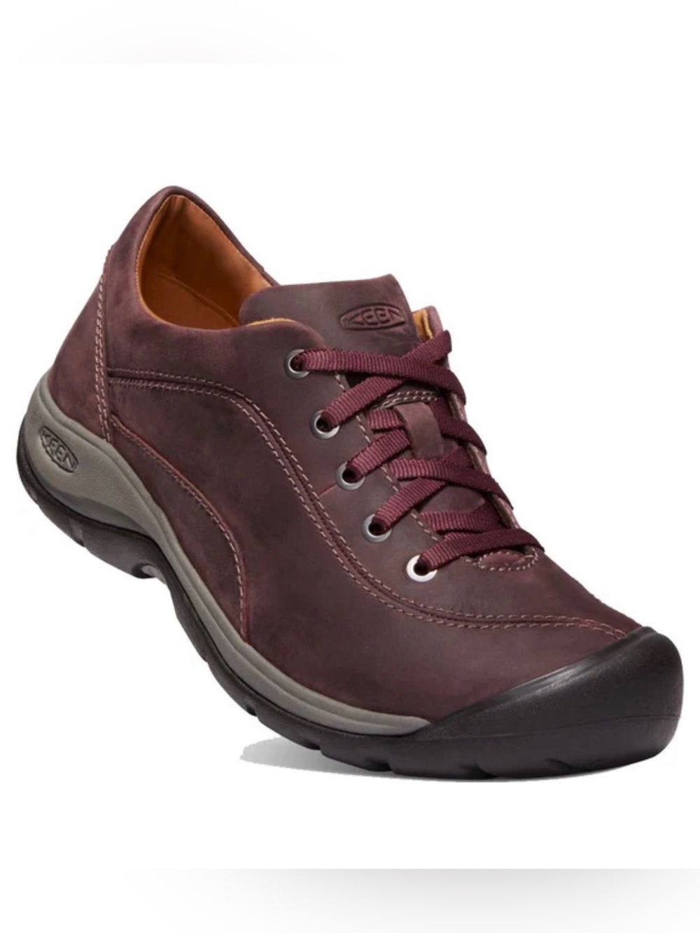 KEEN Women's Burgundy Leather Lace-Up Sneakers